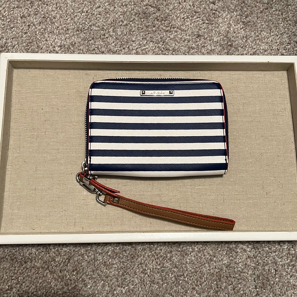 Stella & Dot Chelsea Tech Wallet in navy stripe